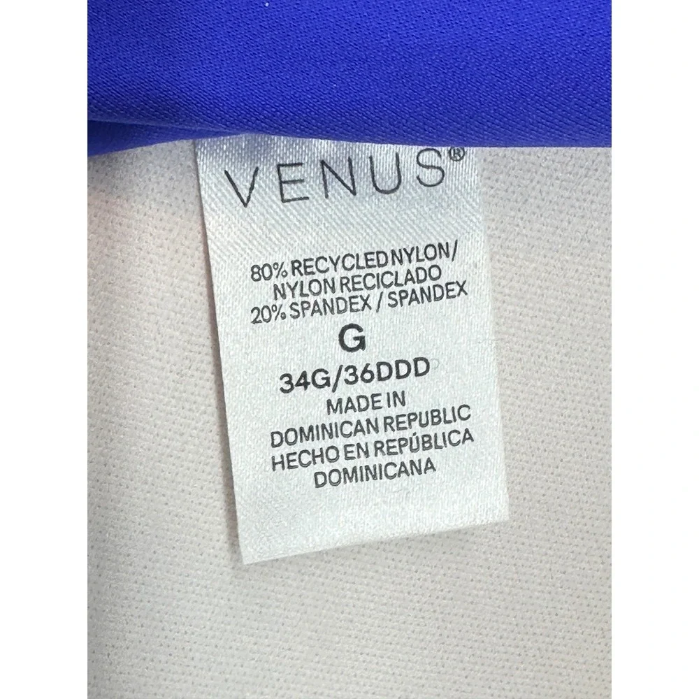 VENUS Royal Blue Halter Bikini Top 34G/36DDD Textured Silver Hardware